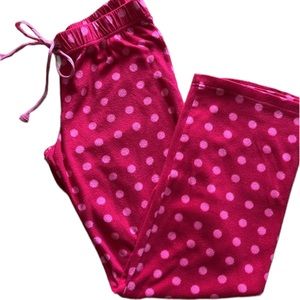FLIRTITUDE WOMEN LOUNGE PANT MAGENTA PINK POLKA DOT DRAWSTRING ELASTIC WAIST MED